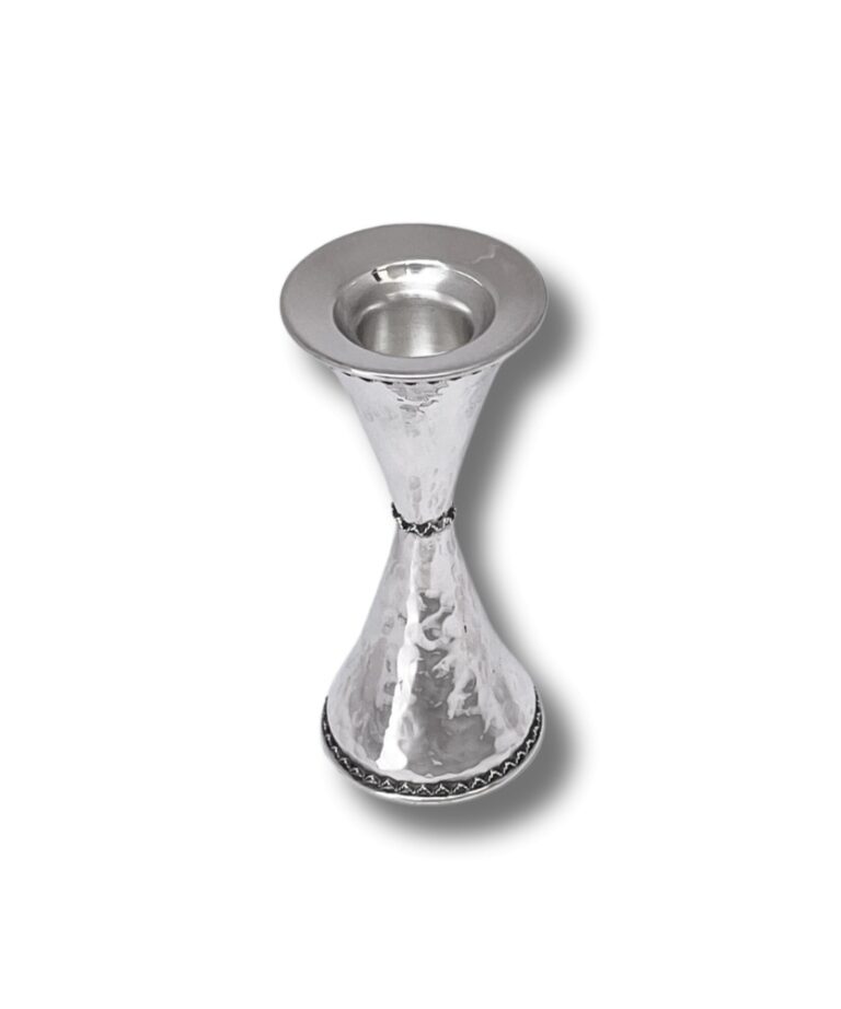 Single 925 Sterling Silver Candlestick – modern shape and hammered design