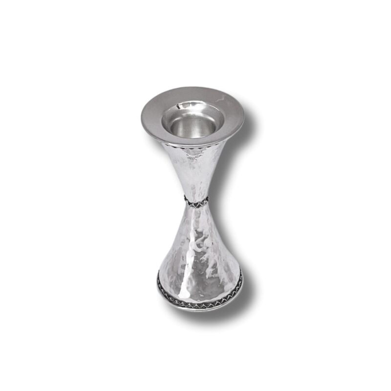 Single 925 Sterling Silver Candlestick – modern shape and hammered design