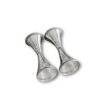 Bottom perspective of silver candle holders showing flared base detailing