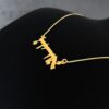 14K Solid Gold Hebrew Name Necklace displayed in profile view