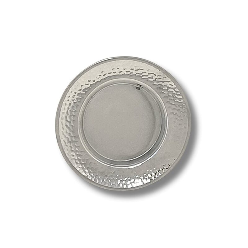 Matching silver plate with hammered edge – top view
