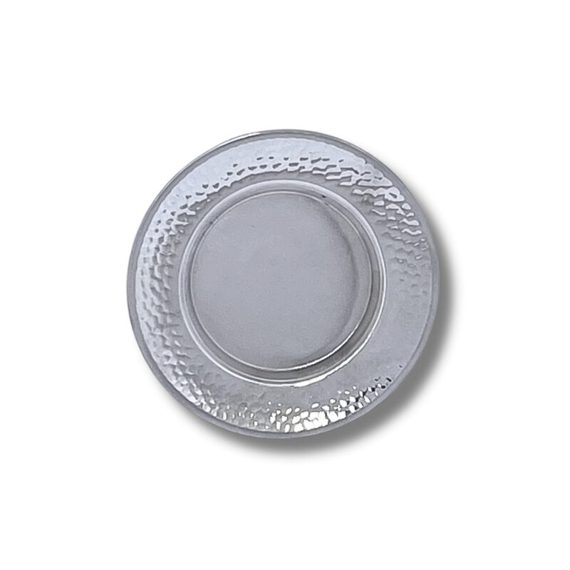 Matching silver plate with hammered edge – top view