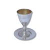 Sterling Silver Kiddush Cup with matching hammered plate – elegant Judaica gift set