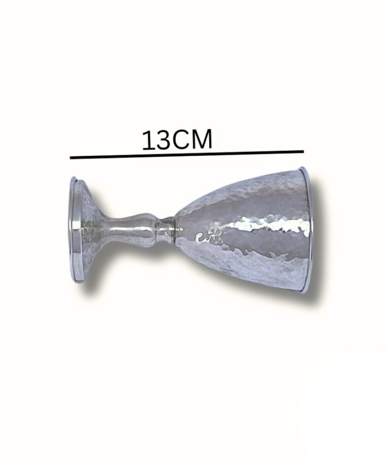Sterling Silver Kiddush Cup displayed with 13cm measurement