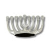 Bottom view of silver menorah showing smooth rounded base and polished finish