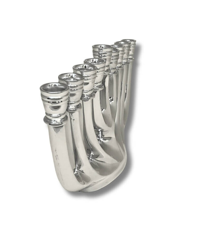 925 Silver Hanukkah Menorah captured from side angle – elegant and reflective design