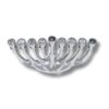 Overhead perspective of handmade Hanukkah menorah with modern flowing arms