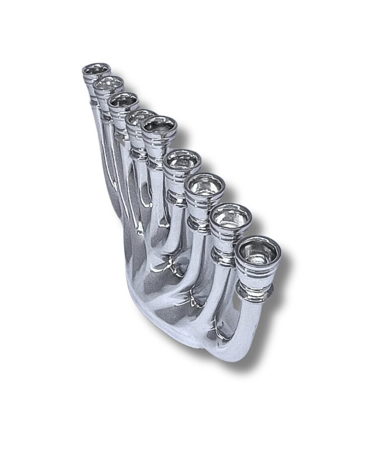 925 Silver Hanukkah Menorah captured from side angle – elegant and reflective design