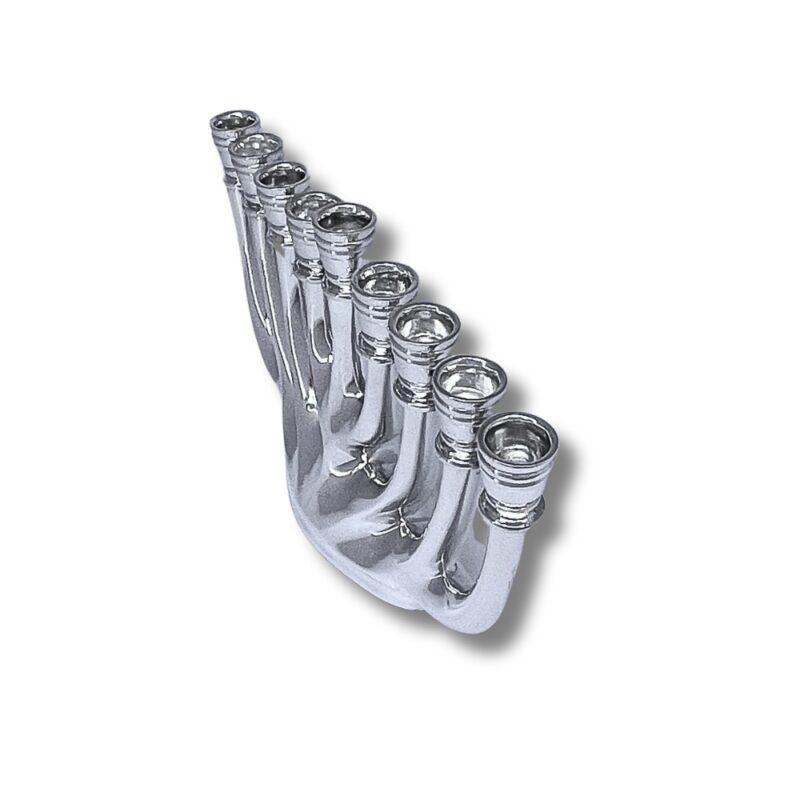 925 Silver Hanukkah Menorah captured from side angle – elegant and reflective design