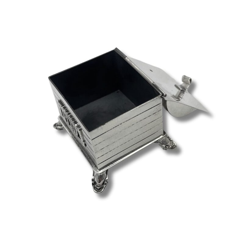 Open view of Sterling Silver Havdalah Besamim Box showing interior design