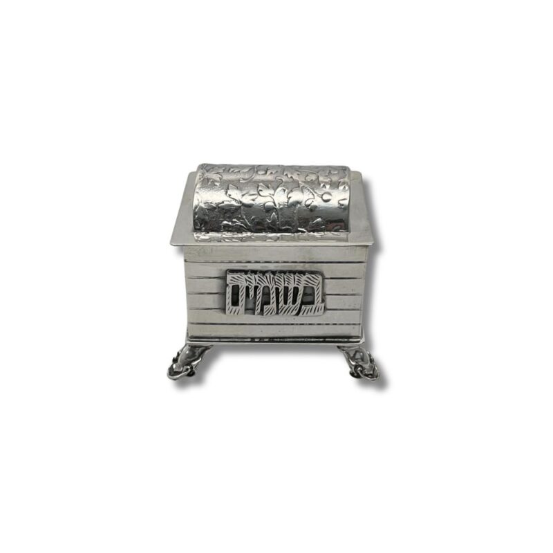 Handcrafted Silver Besamim Box with detailed floral artwork