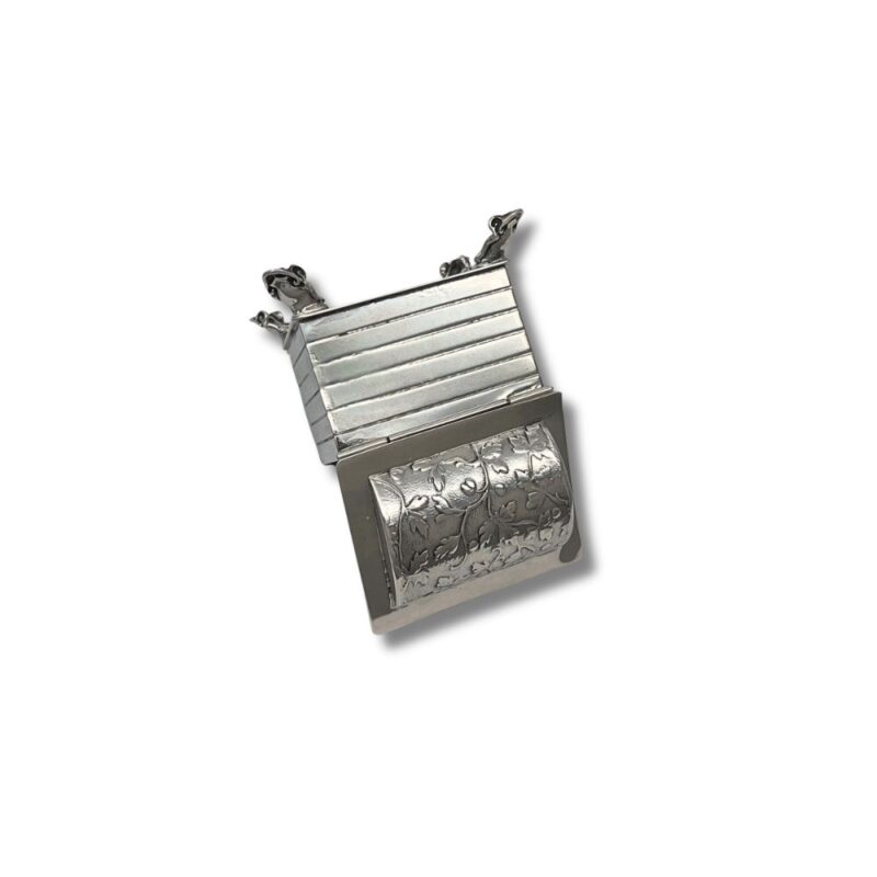 Handcrafted Silver Besamim Box with detailed floral artwork