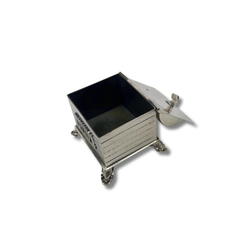 Open view of Sterling Silver Havdalah Besamim Box showing interior design