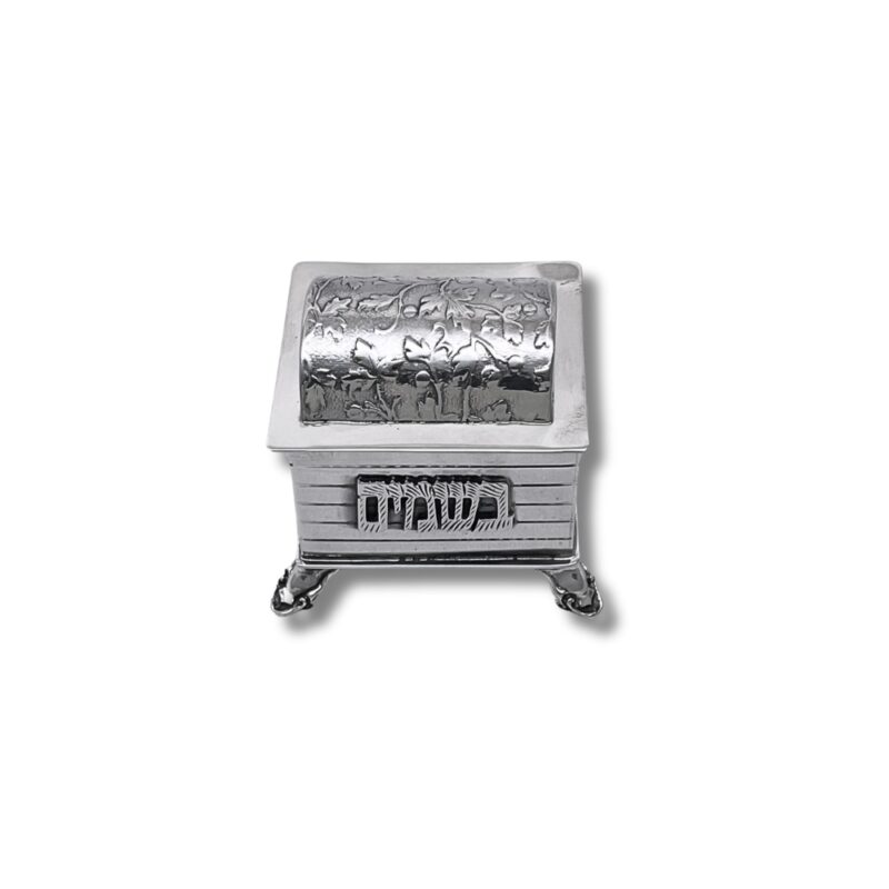 Handcrafted Silver Besamim Box with detailed floral artwork