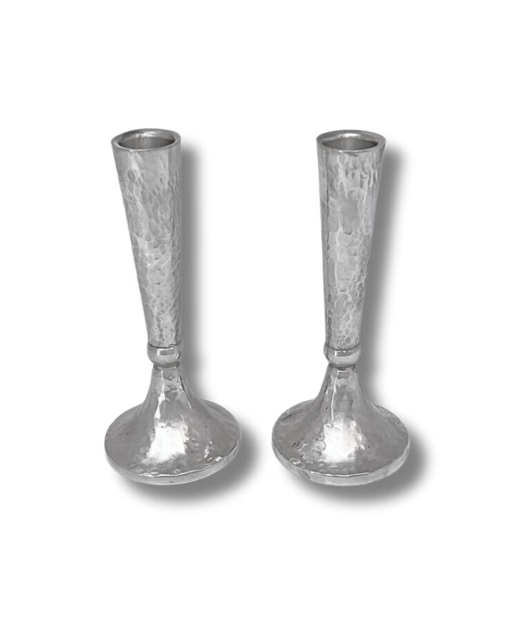 Silver Hammered Candlesticks with modern elegant design