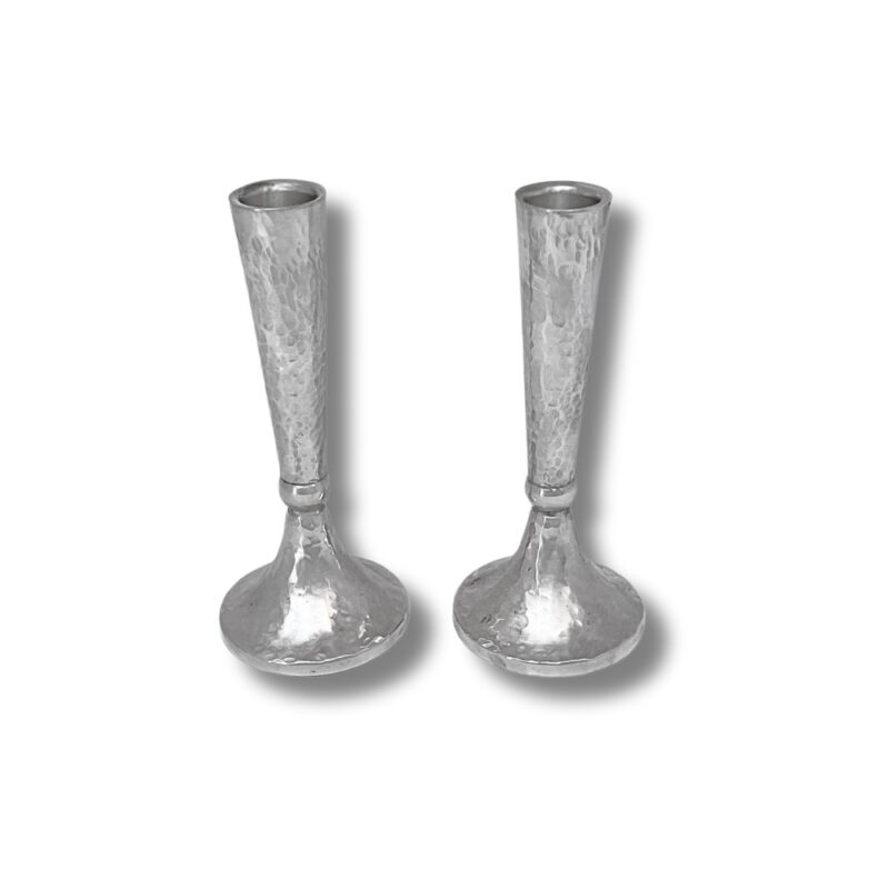 Silver Hammered Candlesticks with modern elegant design