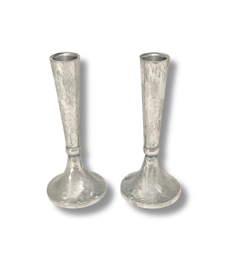 Silver Hammered Candlesticks with modern elegant design