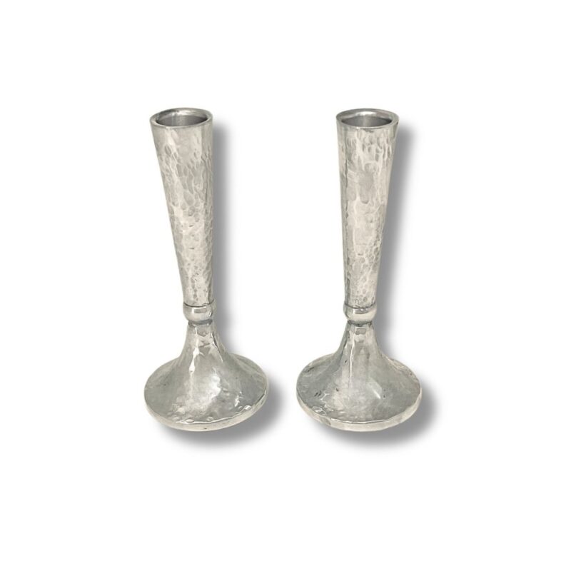 Silver Hammered Candlesticks with modern elegant design