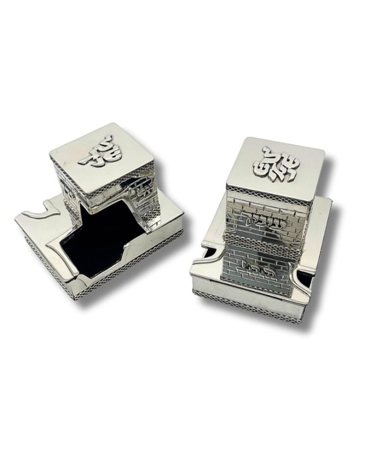 Sterling Silver Tefillin Boxes with the words “קשרתם” and “ידך” engraved on each side