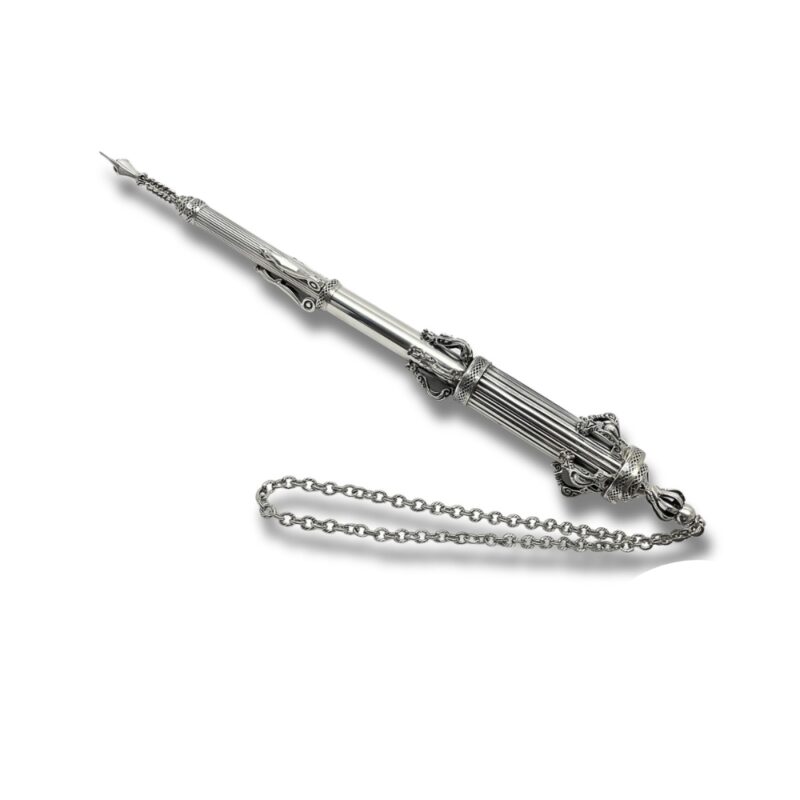 Sterling Silver Large Torah Pointer with chain – full angled view