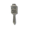 Elegant silver Purim noisemaker with Hebrew inscription and artistic crown detail