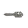 Side view of 925 Sterling Silver Purim Gragger featuring intricate filigree work