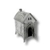 Elegant silver charity box with open door feature for donations