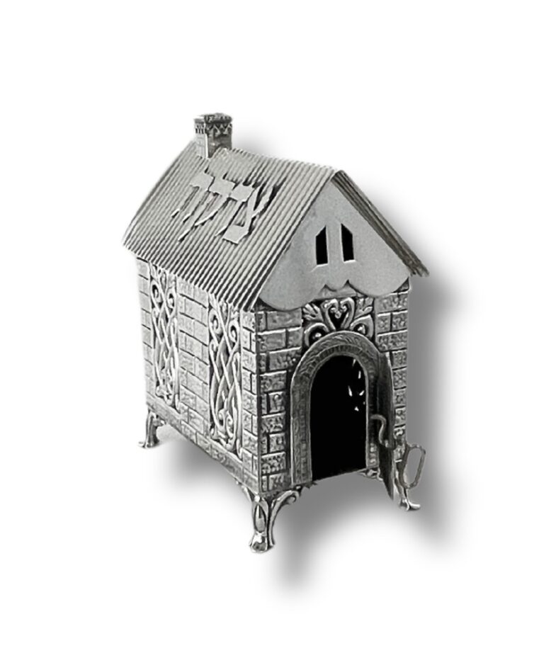 Elegant silver charity box with open door feature for donations