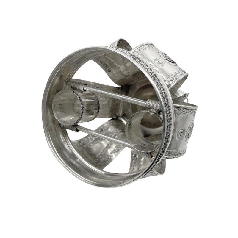 Bottom view of a handmade Torah Crown showing detailed craftsmanship