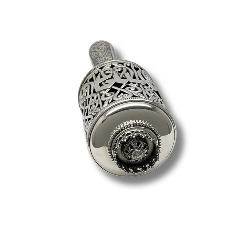 Decorative top of 925 Sterling Silver Purim Gragger handcrafted in Jerusalem