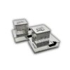 Pair of silver tefillin boxes with reflective finish and handcrafted engraving