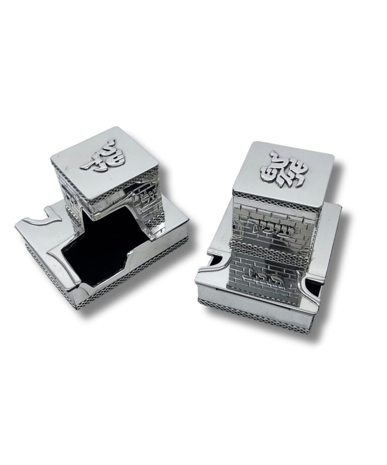 Sterling Silver Tefillin Boxes with the words “קשרם” and “ידך” engraved on each side