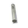 Angled view of the mezuzah case highlighting both the Shin letter and the engraved end cap