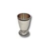 Small silver Kiddush cup with dark filigree rim and gold-plated interior
