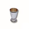 Small silver Kiddush cup with dark filigree rim and gold-plated interior