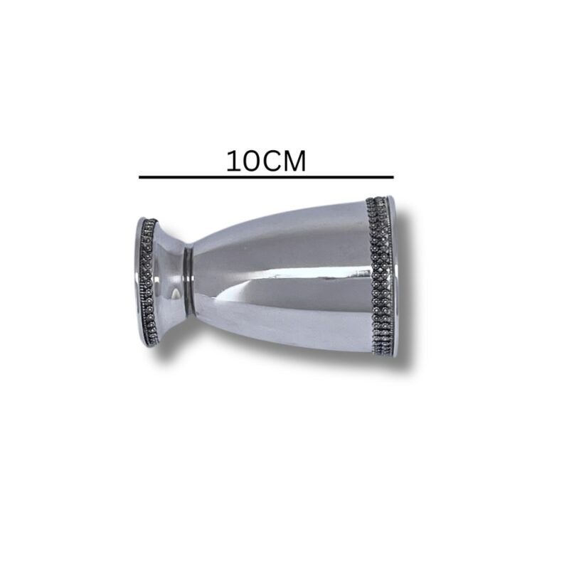 Filigree Kiddush cup in 925 sterling silver – side view with 10cm measurement