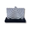 Sterling Silver Hanukkah Menorah front-facing on a black wooden platform