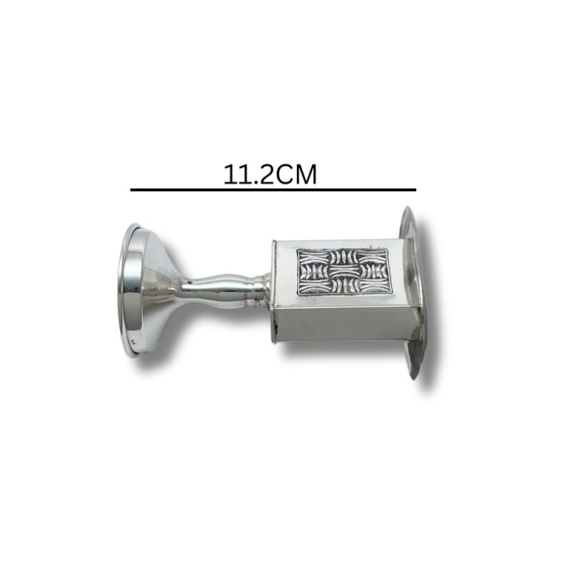 Side view of 925 Sterling Silver Havdalah Candle Holder with 11.2cm width