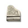 925 Sterling Silver Spice Box viewed from above, shaped like a grand piano with intricate silverwork