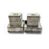 Pair of sterling silver tefillin cases with words 