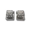 Top view of matching sterling silver tefillin boxes with domed design