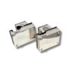 Back view of tefillin boxes displaying smooth sterling base and attachment screws