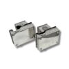 Back view of tefillin boxes displaying smooth sterling base and attachment screws