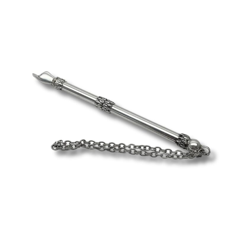 Sterling silver small Torah pointer with floral decorations and chain