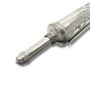 Rotating handle of a large silver scroll case for Megillat Esther
