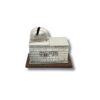 925 Silver Tzedakah Box standing on wood platform with Western Wall design
