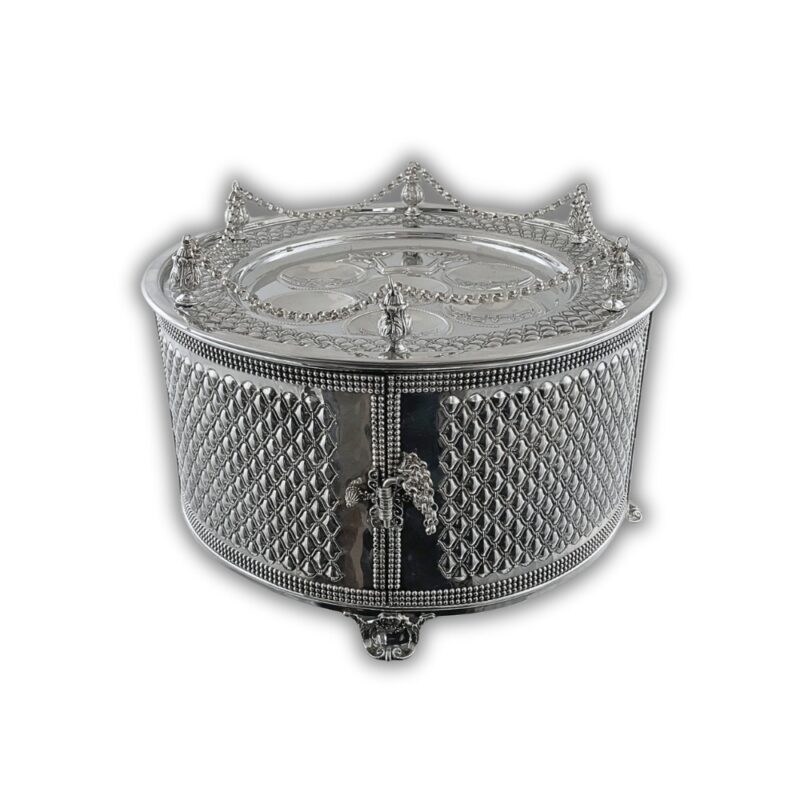 925 Sterling Silver Passover Seder plate with intricate crown design