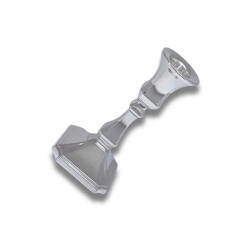 925 Sterling Silver Modern Candlestick for Shabbat with geometric base and sleek silver finish