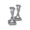 Close-up of 925 Sterling Silver Modern Candlestick, focusing on the smooth polished surface and faceted column design