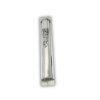 Close-up front view of a 925 sterling silver mezuzah case with “Shaddai” inscription engraved in ornate Hebrew script